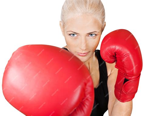 premium photo woman wearing boxing gloves isolated on white