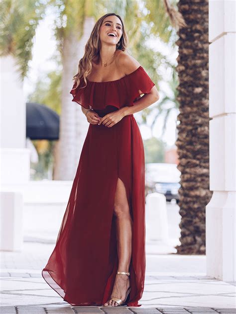 Burgundy Wedding Guest Dress With Sleeves Dresses Images 2022