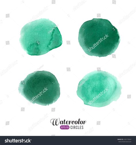 Watercolor Vector Set Emerald Green Circles On White Background