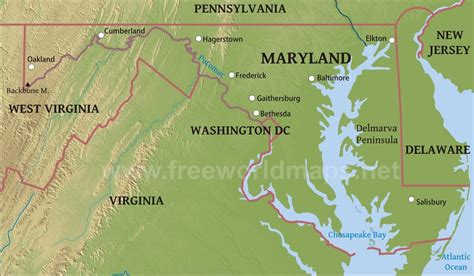 Physical Map Of Maryland Map Of Farmland Cave