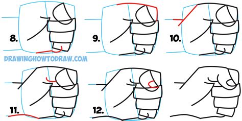 how to draw fists side view clenched drawing cartoon pounding fists easy step by step