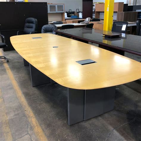 12 conference tables that can be used for board meetings or interviews with employees and clients. Used 12' HBF Conference Table - $1200 | Arthur P. O'Hara, Inc.