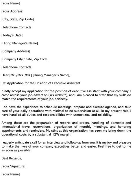 executive assistant cover letter samples email examples