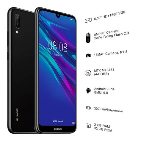 Huawei Y6 2019 Sim Free Android Unlocked Midnight Black 4g Lte 32gb