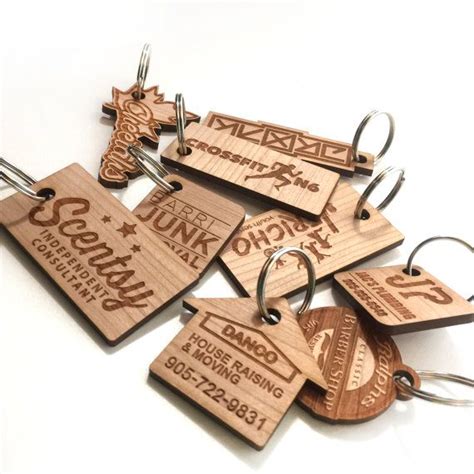 Custom Wood Keychains Wooden Rectangle Key Ring Handmade Label Etsy