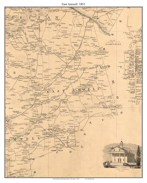 East Amwell New Jersey Old Town Map Custom Print Hunterdon Co OLD MAPS