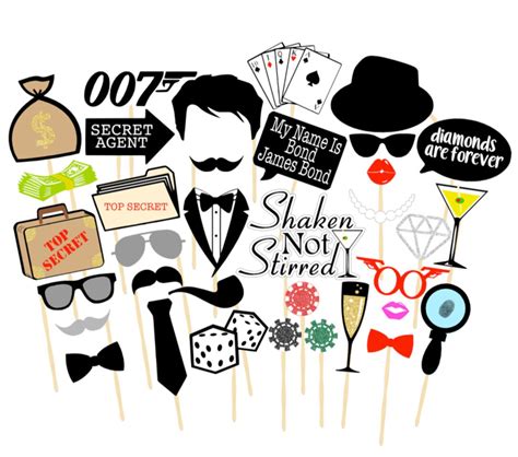 James Bond Photobooth Props Printable Props Etsy