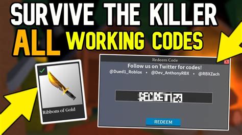 Roblox Survive The Killer All Working Codes 2020 Youtube