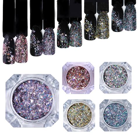 1box 1g Purple Rose Gold Nail Glitter Powder Diy Flakes Sequins