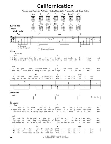 Californication By Red Hot Chili Peppers Guitar Lead Sheet Guitar