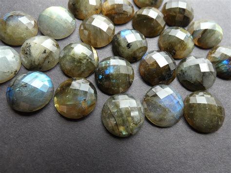 155mm Natural Labradorite Faceted Cabochon Round Dome Gemstone