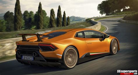 4 2018 Lamborghini Huracan Performante Rear Side Angle Track