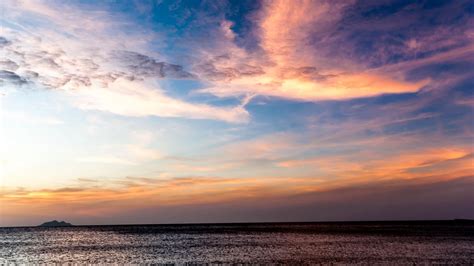 Download Wallpaper 1366x768 Sea Sunset Sky Horizon