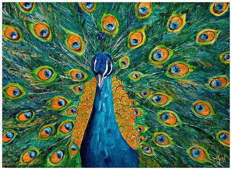 From My Canvas Proud Peacock Acrylic Painting
