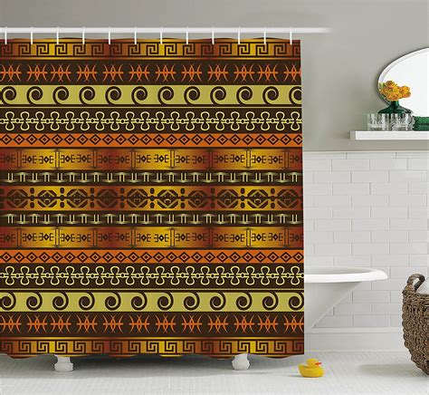 Tribal Shower Curtain Set By African Indigenous Motifs With Ethnic