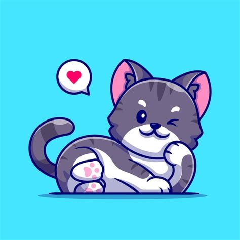 Premium Vector Cute Cat Lay Cartoon Icon Illustration