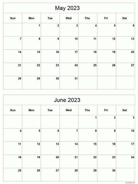 May And June 2020 Free Printable Calendar Free Printable 2021 May