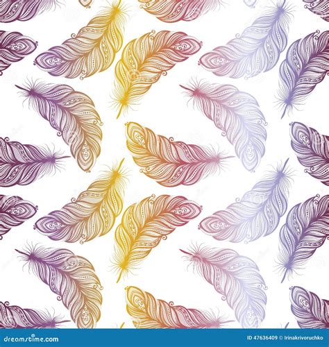 Seamless Pattern With Feathers Stock Vector Illustration Of