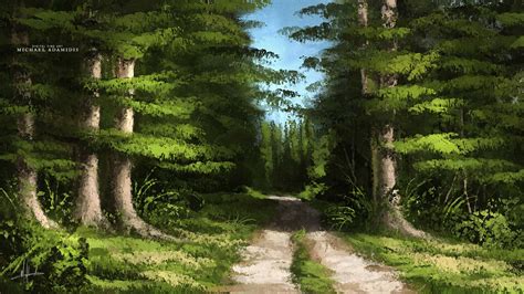 Concept Art And Photoshop Brushes Dark Forest Digital Landscape Painting