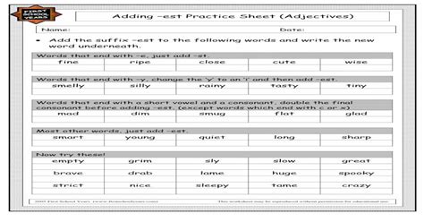 Microsoft Word Viewer 97 Adding Est Practice Sheet Adjectives