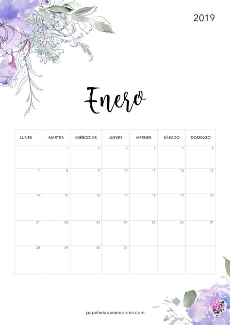 Revisar Calendario Mensual 2019 Para Imprimir Bonito
