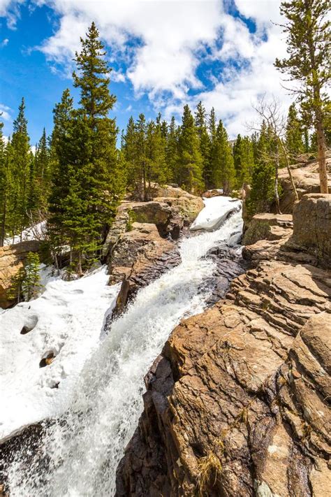 Alberta Falls In Rocky Mountain National Park During The Spring Runoff