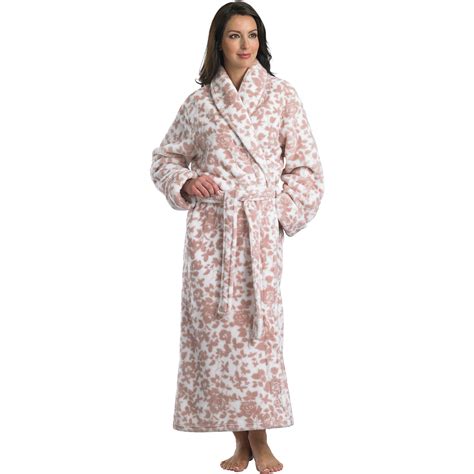 Ladies Slenderella Long Dressing Gown Polar Fleece Floral House Coat