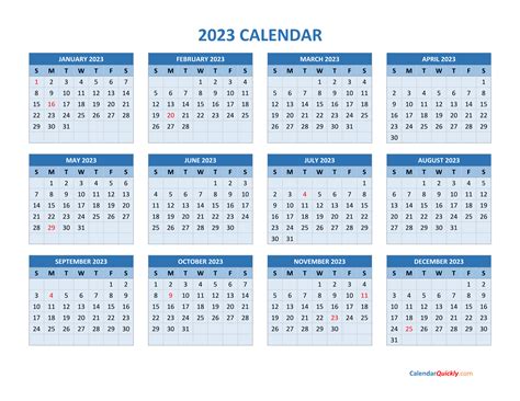 2023 Calendar Calendar Quickly