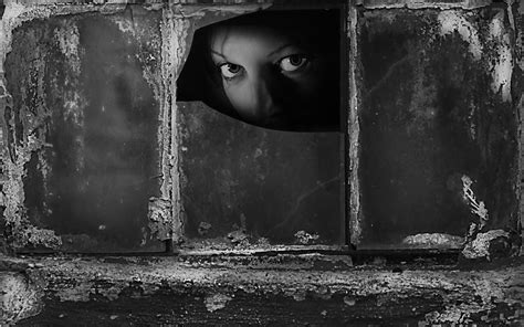 Wallpaper Face Women Window Broken Glass Eyes Dark Photograph