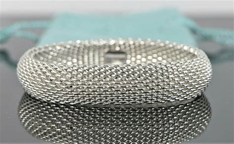 Tiffany And Co 925 Sterling Silver 155mm Somerset Mesh Bangle Bracelet