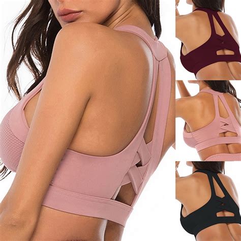 Vertvie Women Padded Bras Fitness Support Strappy Sports Workout Running Gym Crossover Sports