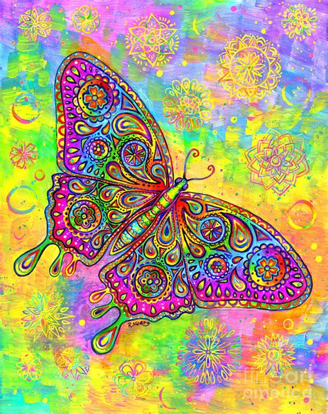 Psychedelic Paisley Butterfly Painting By Rebecca Wang Pixels