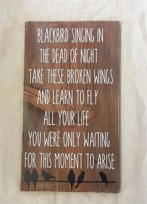 Blackbird Lyrics Wooden Sign Stained With Lyrics From Blackbird Dong