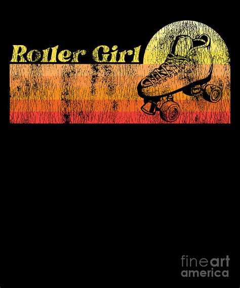 Roller Skating Roller Girl 1970s Retro Digital Art By Yestic