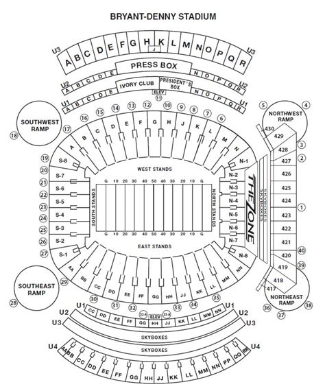 Bryant Denny Stadium Seating Chart With Row Numbers