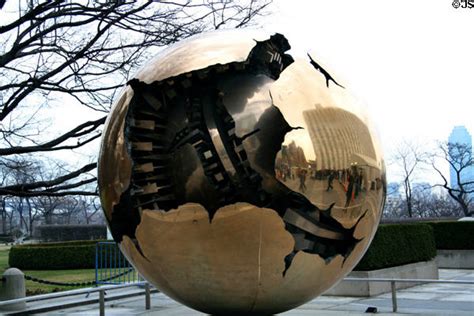 Sculpture At Visitors Entrance To United Nations Plaza New York Ny