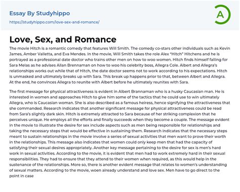 Love Sex And Romance Essay Example