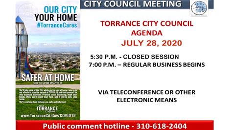Torrance City Council Meeting July 28 2020 Youtube