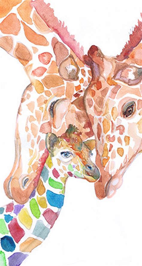 Rainbow Baby Giraffe Nursery Decor Safari Animals