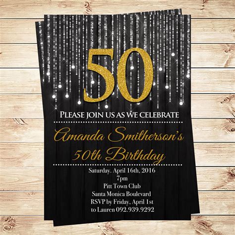 Gold And Black 50th Birthday Invitations And By Diypartyinvitation