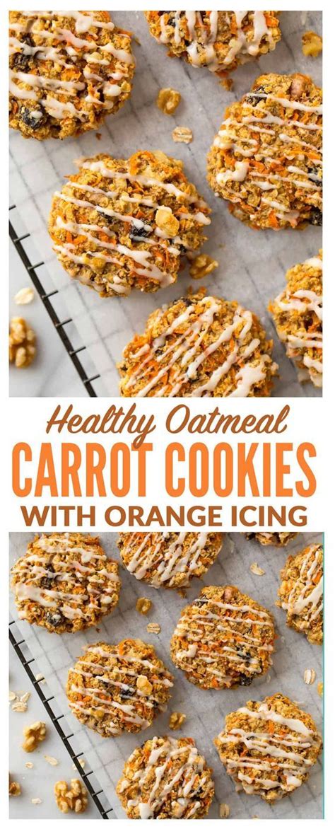 Cut into triangles or bars. Healthy Carrot Cookies with Orange Icing. These soft and ...