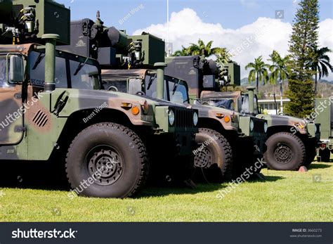 Army Camouflage Humvees Lined Up In Formation Stock Photo 3660273