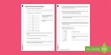Exponential Growth And Decay Worksheet Teacher Made