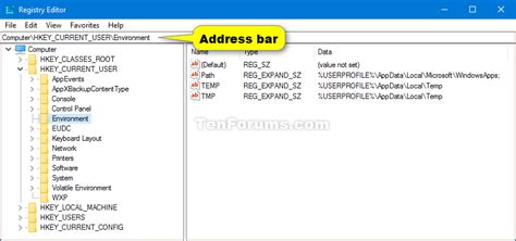 Turn On Or Off Address Bar In Registry Editor In Windows 10 Tutorials
