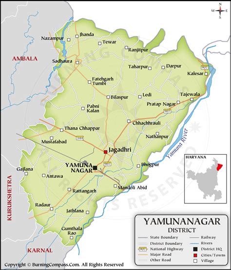 Yamunanagar District Map Haryana India