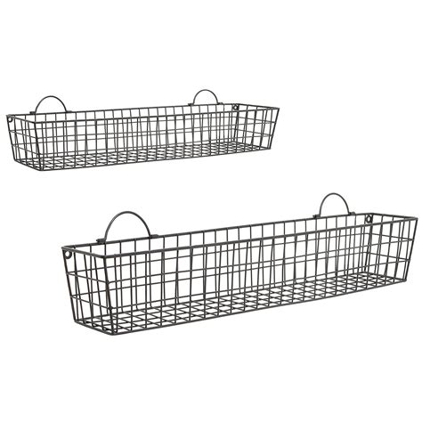 Myt Country Rustic Wall Mounted Metal Wire Storage Basket Display