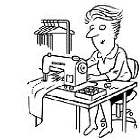 Tailor Man Machine Coloring Page Pages Sketch Coloring Page