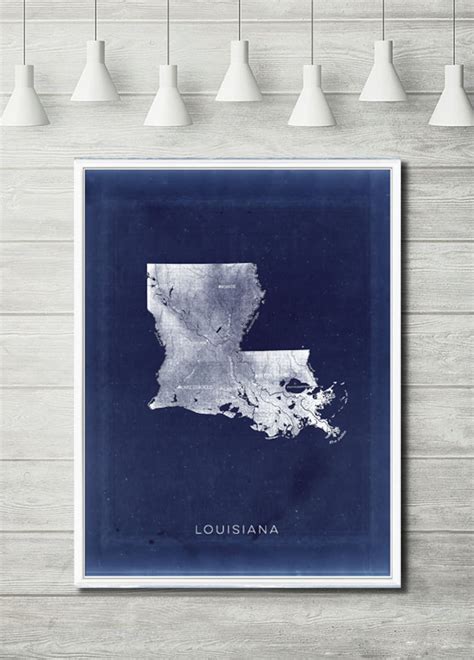Louisiana Relief Map Reprint Vintage Louisiana Map Reprint Etsy
