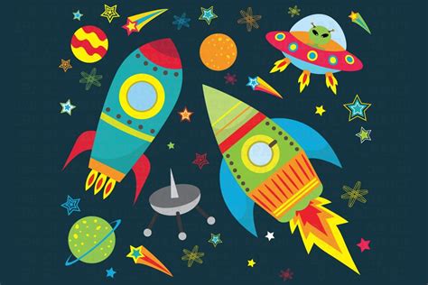Outer Space Clipart Custom Designed Illustrations