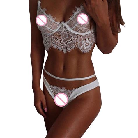 2017 Sexy Lingerie Bra Set Sheer Lace Bandage Hollow Bra Corset Intimates Ladies Underwear Set